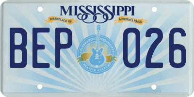 MS license plate BEP026