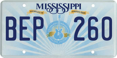 MS license plate BEP260