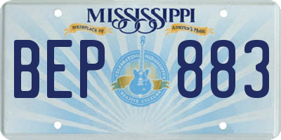 MS license plate BEP883