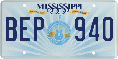 MS license plate BEP940