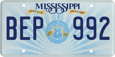 MS license plate BEP992