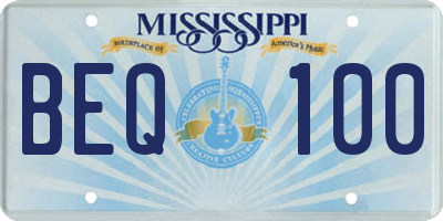 MS license plate BEQ100