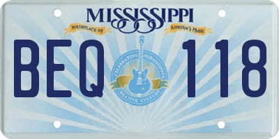 MS license plate BEQ118