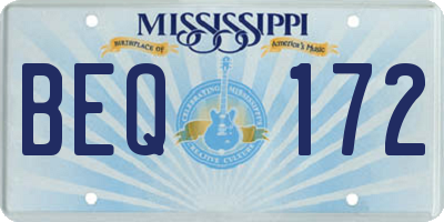 MS license plate BEQ172