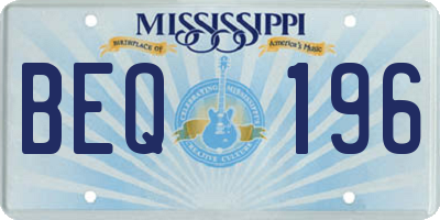 MS license plate BEQ196