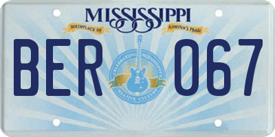 MS license plate BER067