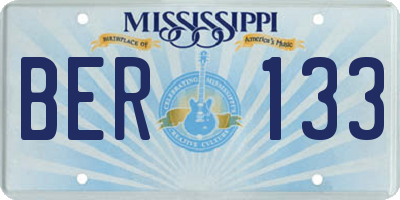 MS license plate BER133