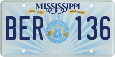 MS license plate BER136