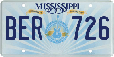 MS license plate BER726