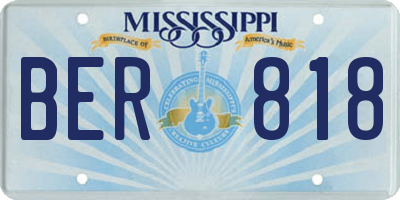 MS license plate BER818