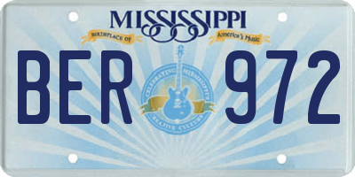 MS license plate BER972