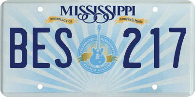 MS license plate BES217