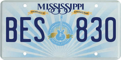 MS license plate BES830