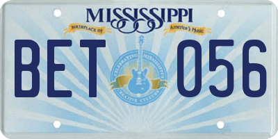 MS license plate BET056