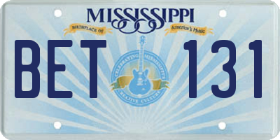 MS license plate BET131