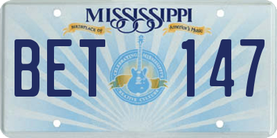 MS license plate BET147