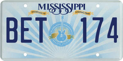 MS license plate BET174