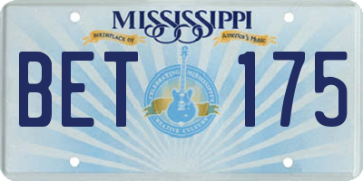 MS license plate BET175