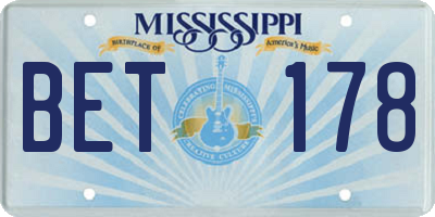 MS license plate BET178