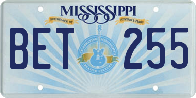 MS license plate BET255