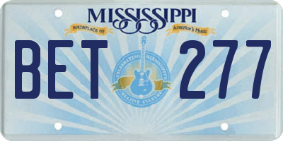 MS license plate BET277