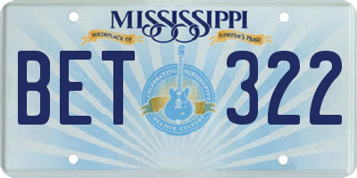 MS license plate BET322