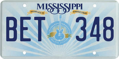 MS license plate BET348