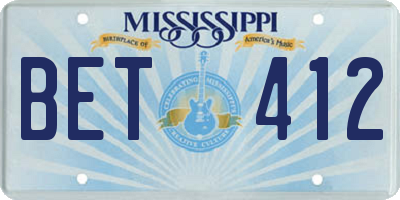 MS license plate BET412