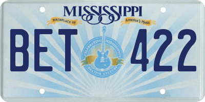 MS license plate BET422