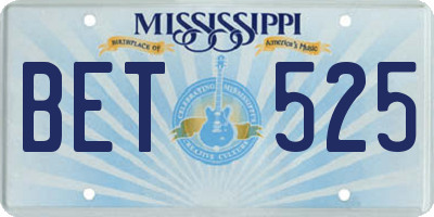 MS license plate BET525