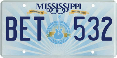 MS license plate BET532