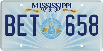 MS license plate BET658