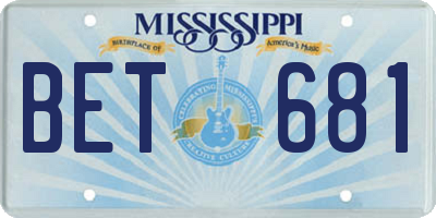 MS license plate BET681