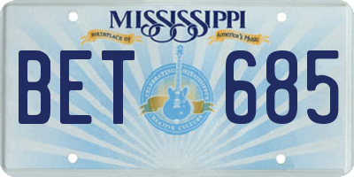MS license plate BET685