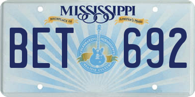 MS license plate BET692