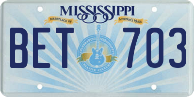 MS license plate BET703