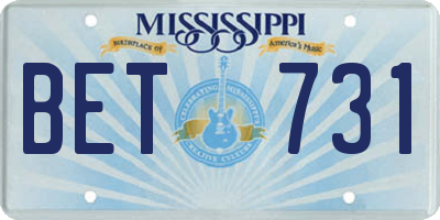 MS license plate BET731