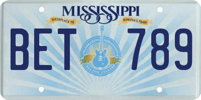 MS license plate BET789