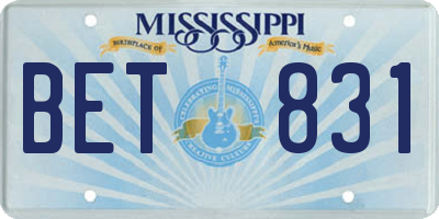 MS license plate BET831