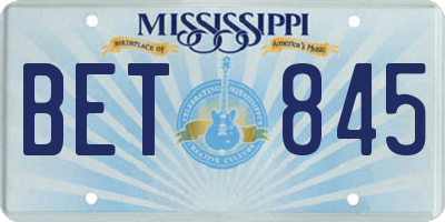MS license plate BET845