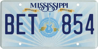 MS license plate BET854