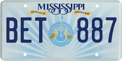 MS license plate BET887