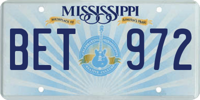 MS license plate BET972