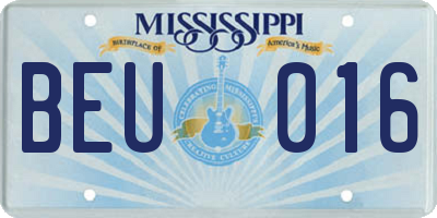 MS license plate BEU016