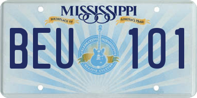 MS license plate BEU101