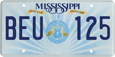 MS license plate BEU125