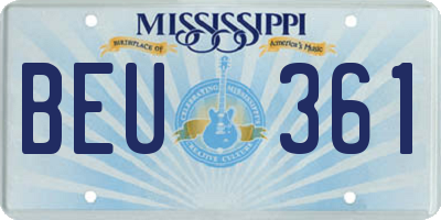 MS license plate BEU361