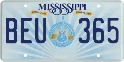 MS license plate BEU365