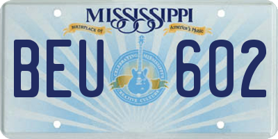 MS license plate BEU602
