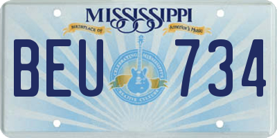 MS license plate BEU734